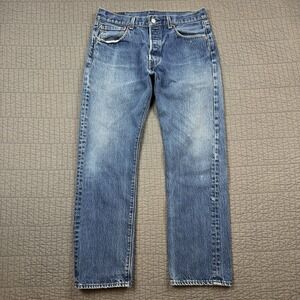 Levis 501 Jeans Men 32x30 (31x30) Blue Button Fly Straight Leg Denim Faded Wash